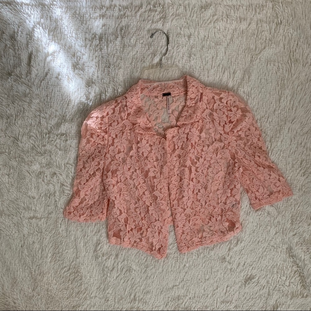 Peach/coral lace shrug